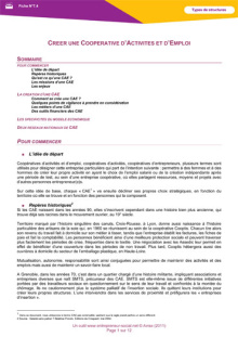 Jaquette de la fiche créer une coopérative d'activité et d'emploi