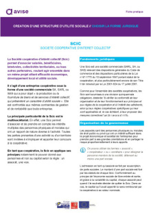 Fiche Avise Société coopérative d'intérêt collectif - Scic