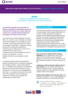 Fiche Avise Forme juridique SCOP - Société coopérative de production
