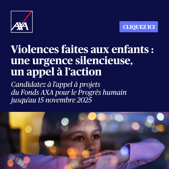 Visuel de l'Appel à projets pour le programme de lutte contre les violences faites aux enfants du fonds AXA