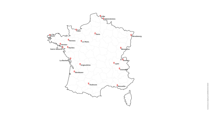 Délégations des Bureaux du Coeur sur le territoire français